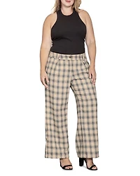 Plus Plaid Wide Leg Pants