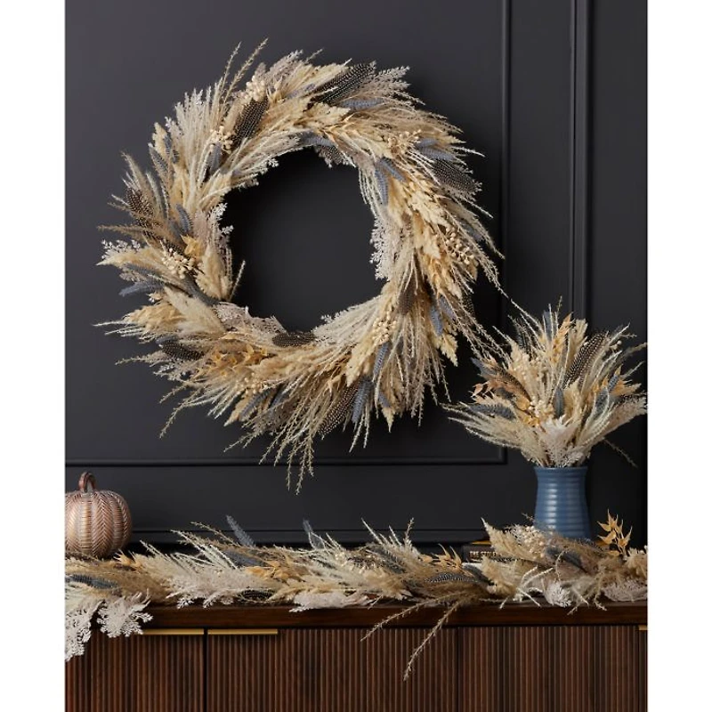 Fall Fields Bouquet with Feathers and Pampas 6' Garland