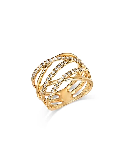 Bloomingdale's Fine Collection 14K Yellow Gold Diamond Crisscross Ring, 0.50 tcw