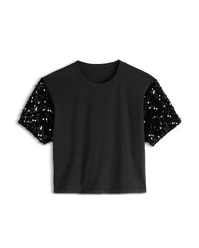 KatieJnyc Girls' Misha Sequin Sleeve Top - Big Kid