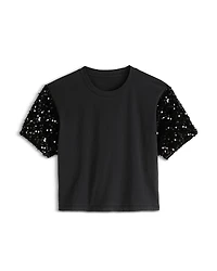 KatieJnyc Girls' Misha Sequin Sleeve Top - Big Kid