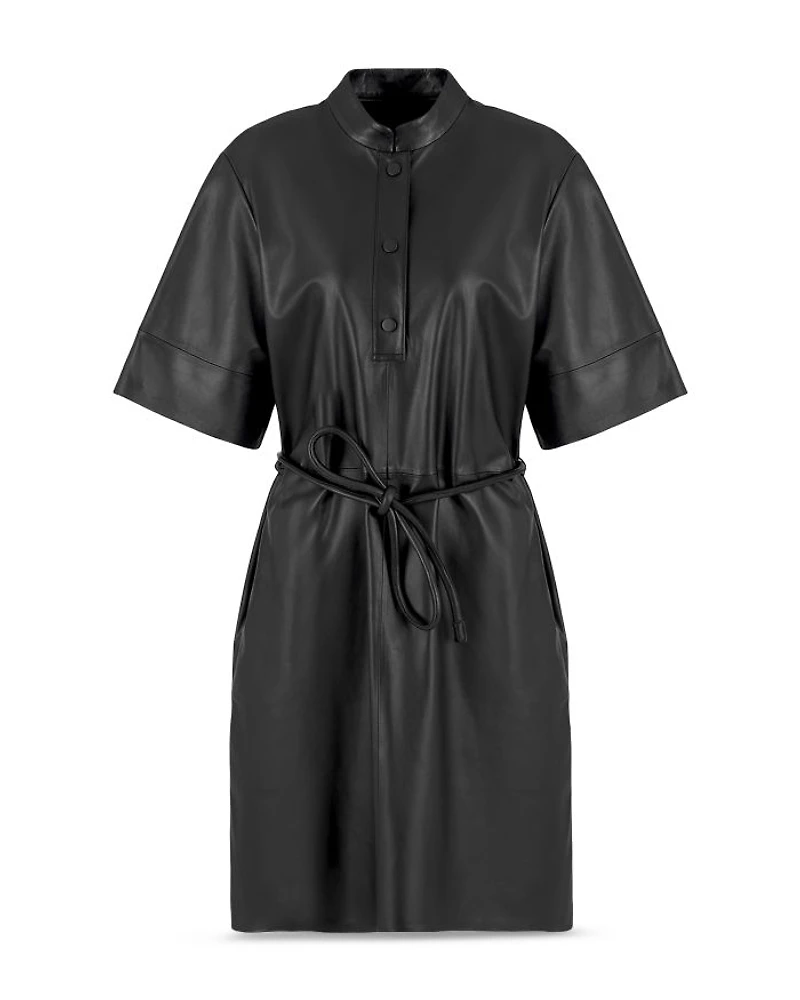 Leather Belted Dress