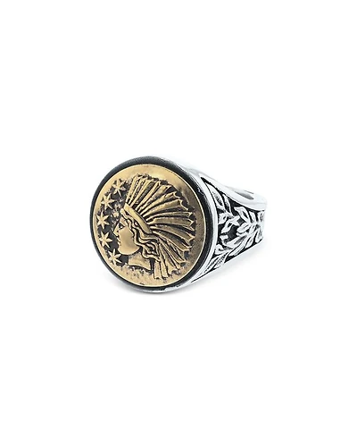 Men's Sterling Silver & Brass Alloy Liberty Headdress Signet Ring