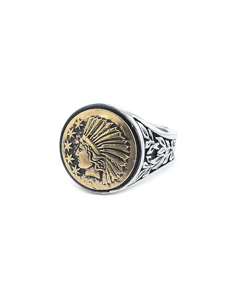 King Baby Studio Men's Sterling Silver & Brass Alloy Liberty Headdress Signet Ring