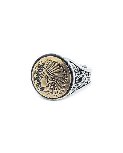 King Baby Studio Men's Sterling Silver & Brass Alloy Liberty Headdress Signet Ring