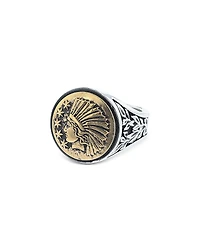 King Baby Studio Men's Sterling Silver & Brass Alloy Liberty Headdress Signet Ring