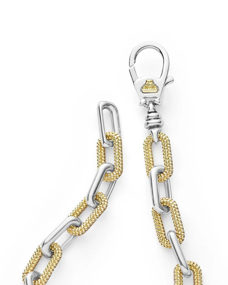 18K Yellow Gold & Silver Caviar Lux-Clip Diamond Link Bracelet