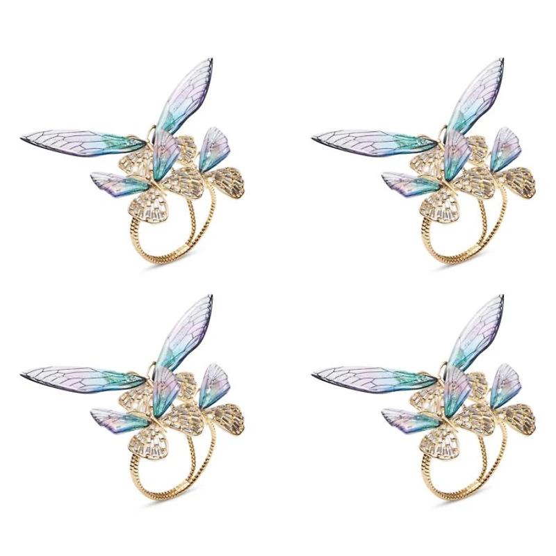 Flutter Napkin Ring in Lilac & Periwinkle, Set of 4 in a Gift Box