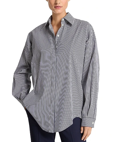 Michael Kors Collection Striped Cotton Poplin Button Up Shirt