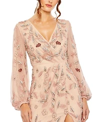 Floral Beaded Surplice Gown
