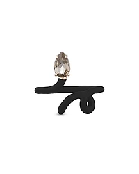Black Enamel Smoky Quartz Baby Vine Tendril Ring