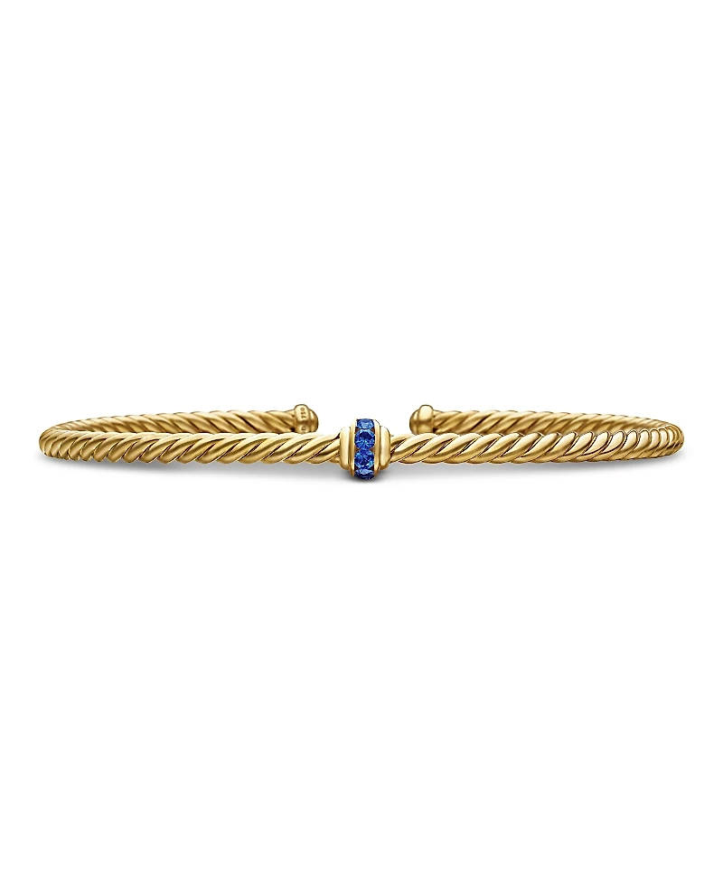 David Yurman 18K Yellow Gold Cable Classics Pave Center Station Bracelet