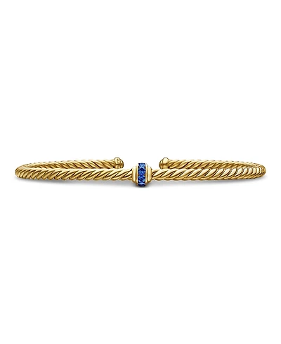 David Yurman 18K Yellow Gold Cable Classics Pave Center Station Bracelet