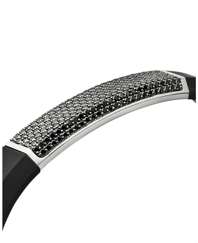 Men's Sterling Silver Streamline® Black Diamond Pavé Black Rubber Bracelet