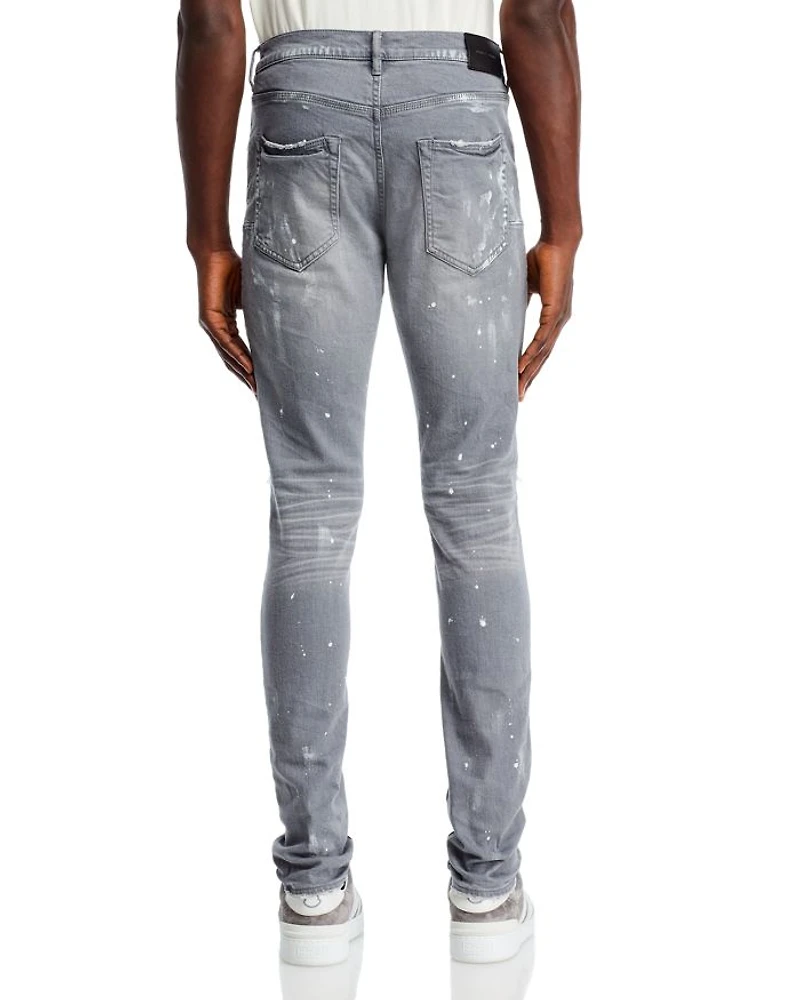 Gray Knee Slit Skinny Jeans