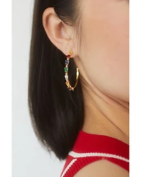 Holi-Daze Multicolor Stone Bulb Hoop Earrings in 18K Gold Plated