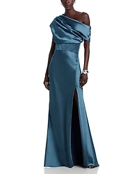 Amsale Asymmetric Draped Gown