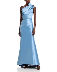 Amsale One Shoulder Bow Gown