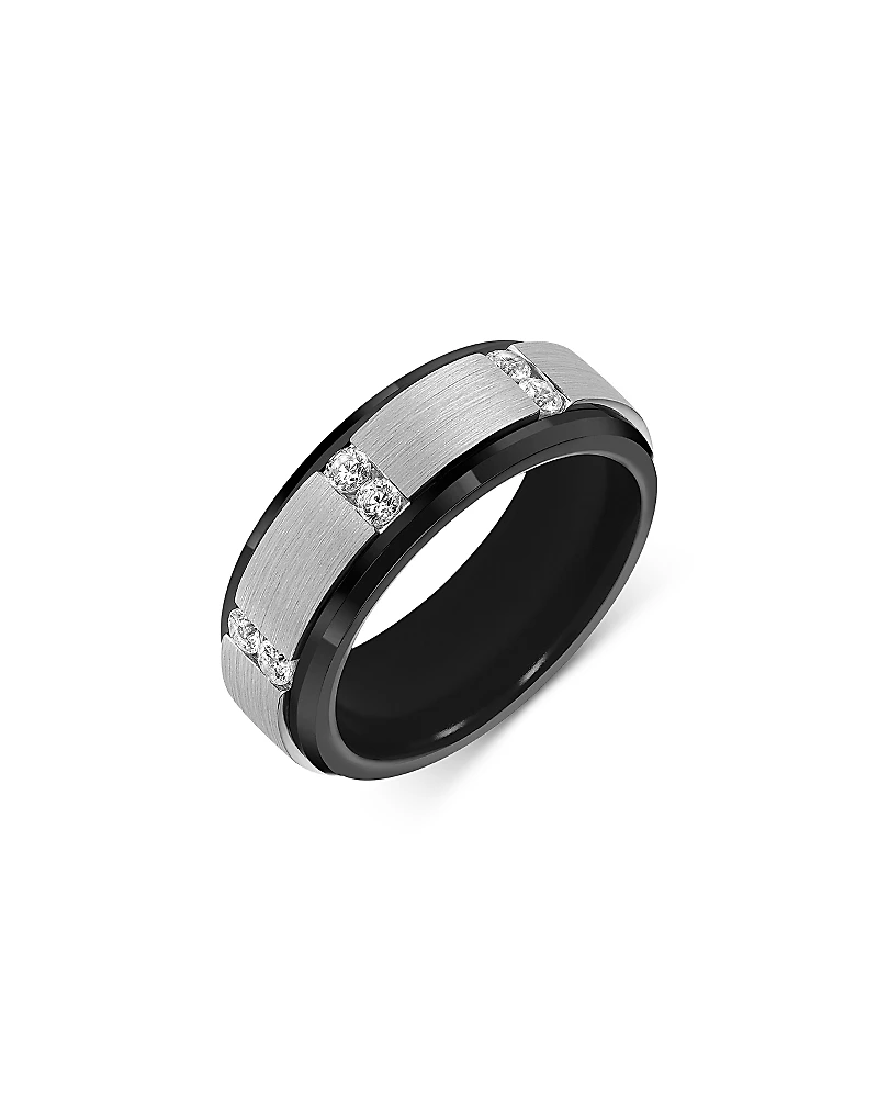 Bloomingdale's Men's Diamond Pave Cut Bevel Edge Band Ring