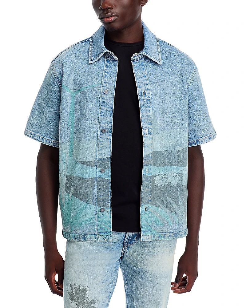 Hudson Spring Break Short Sleeve Button Front Denim Shirt