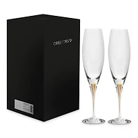 Orrefors Intermezzo Gold Champagne Glasses, Set of 2