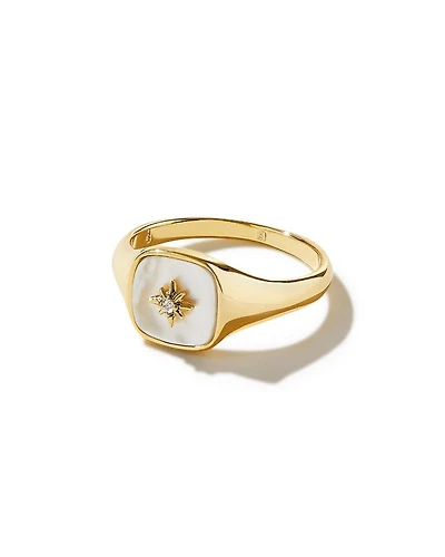 Gold Signet Ring - Amara Mother of Pearl