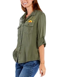 Hello Sunshine Embroidered Denim Shirt