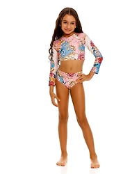 Girls' Caramel Blush Long Sleeve 2 Piece Swimsuit - Little Kid, Big Kid