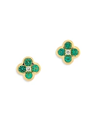 Bloomingdale's Fine Collection Emerald & Diamond Bezel Clover Stud Earrings