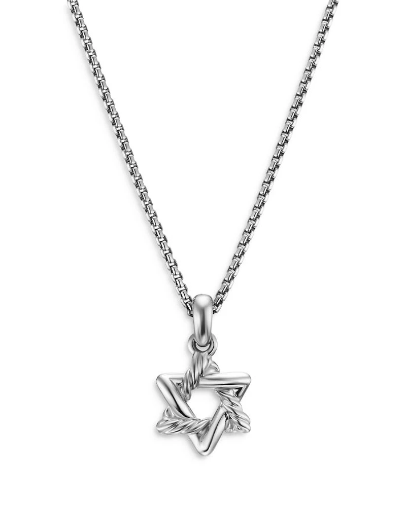 Star of David Pendant Necklace in Sterling Silver with Diamonds