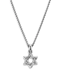 Star of David Pendant Necklace in Sterling Silver with Diamonds