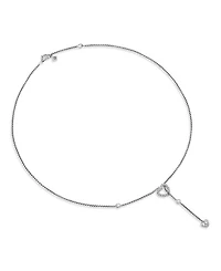 Cable Collectibles Heart Y Necklace in Sterling Silver with Pavé Diamonds, 21"