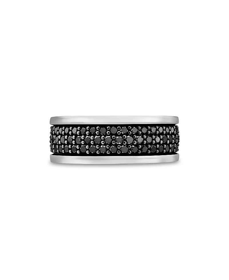 David Yurman Men's Streamline Three-Row Band Ring with Black Diamonds