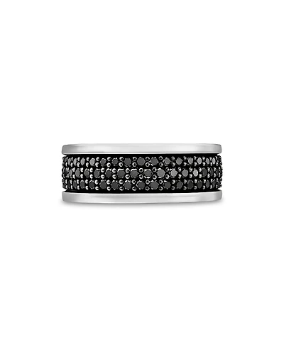 David Yurman Men's Streamline Three-Row Band Ring with Black Diamonds