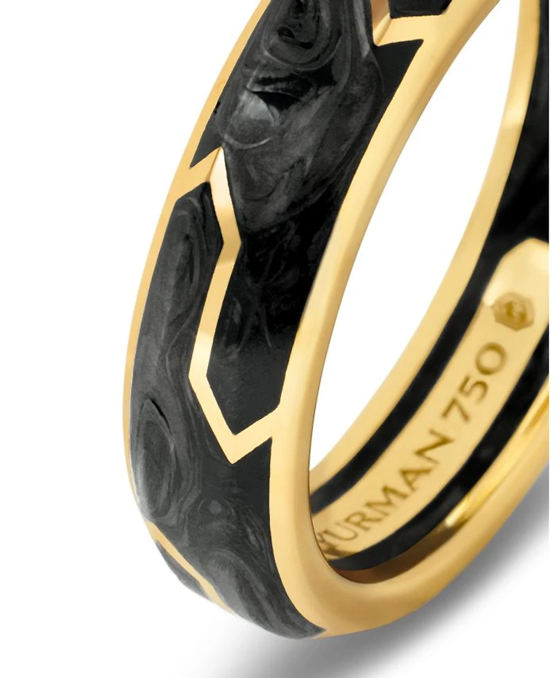 Men's Forged Carbon Band Ring 18K Gold