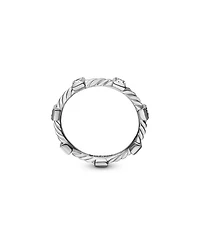 18K White Gold Cable Collectibles Diamond Stack Rings