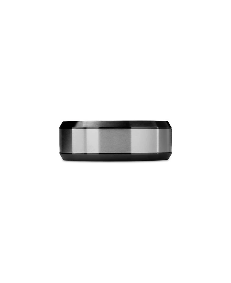 Men's Black & Gray Titanium 8.5mm Beveled Band