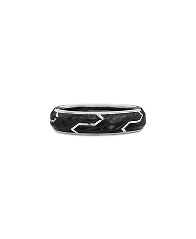 Men's 18K White Gold Forged Carbon 6mm Band