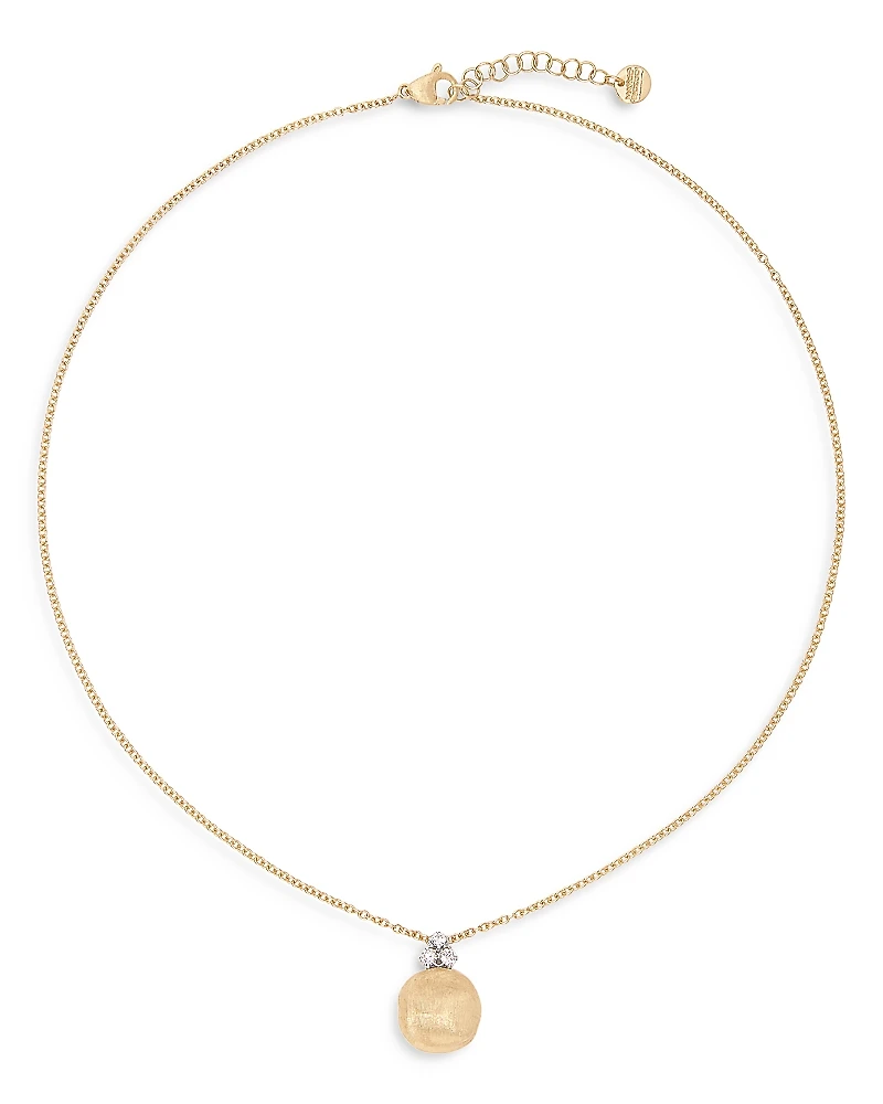 Marco Bicego 18K White & Yellow Gold Africa Diamond Cluster Textured Bead Pendant Necklace, 16.5-18