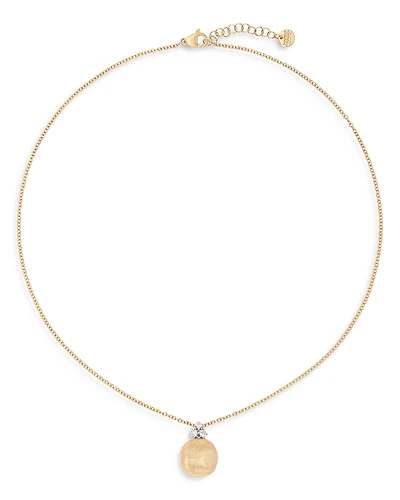 Marco Bicego 18K White & Yellow Gold Africa Diamond Cluster Textured Bead Pendant Necklace, 16.5-18
