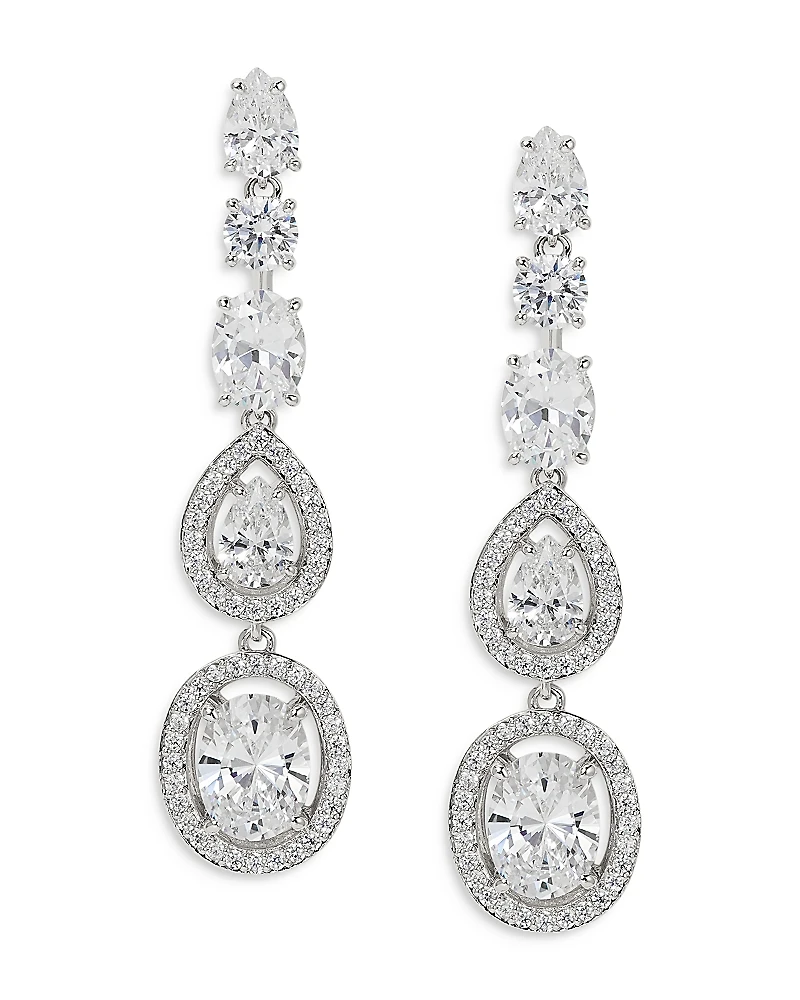 Nadri Radiant Cubic Zirconia Halo Linear Drop Earrings