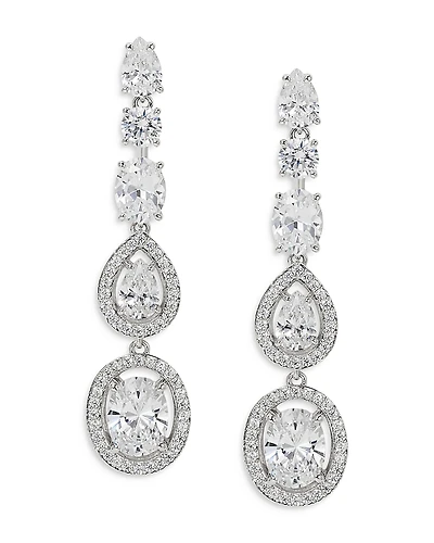 Nadri Radiant Cubic Zirconia Halo Linear Drop Earrings