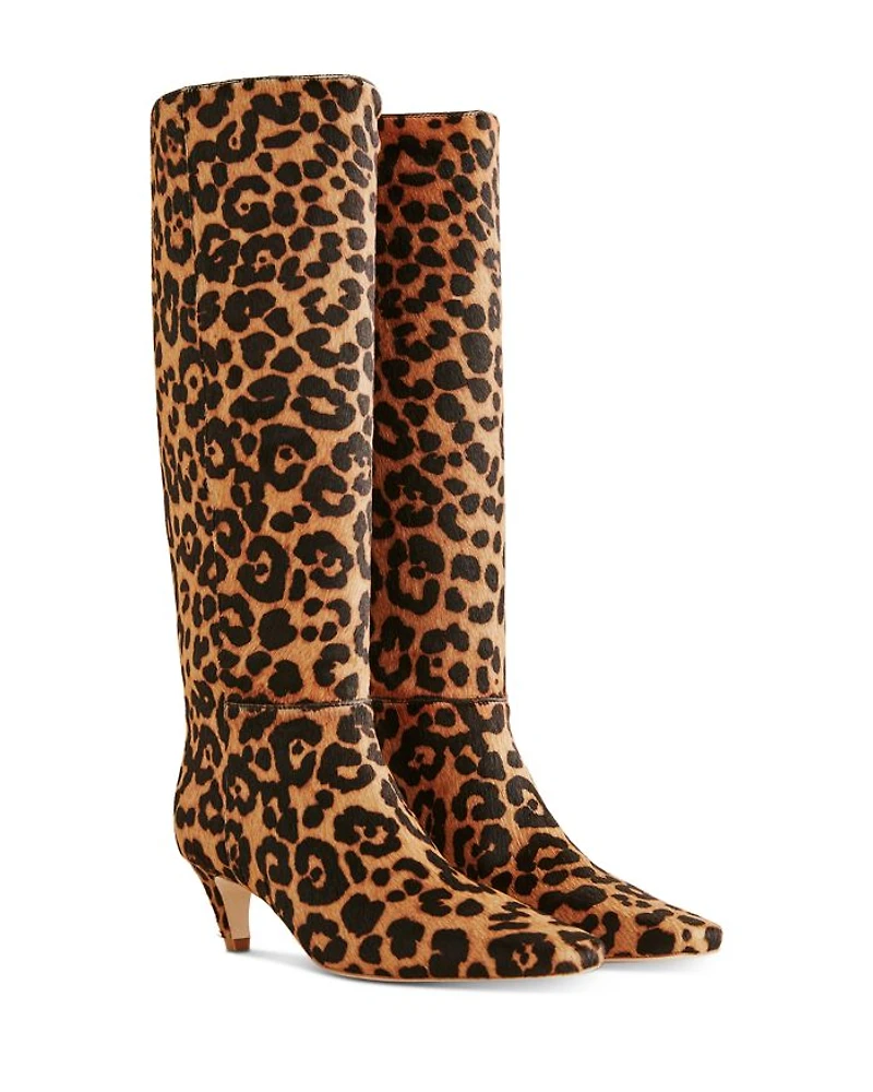 Women's Remy Leopard Print Calf Hair Knee High Boots