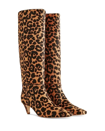 Women's Remy Leopard Print Calf Hair Knee High Boots