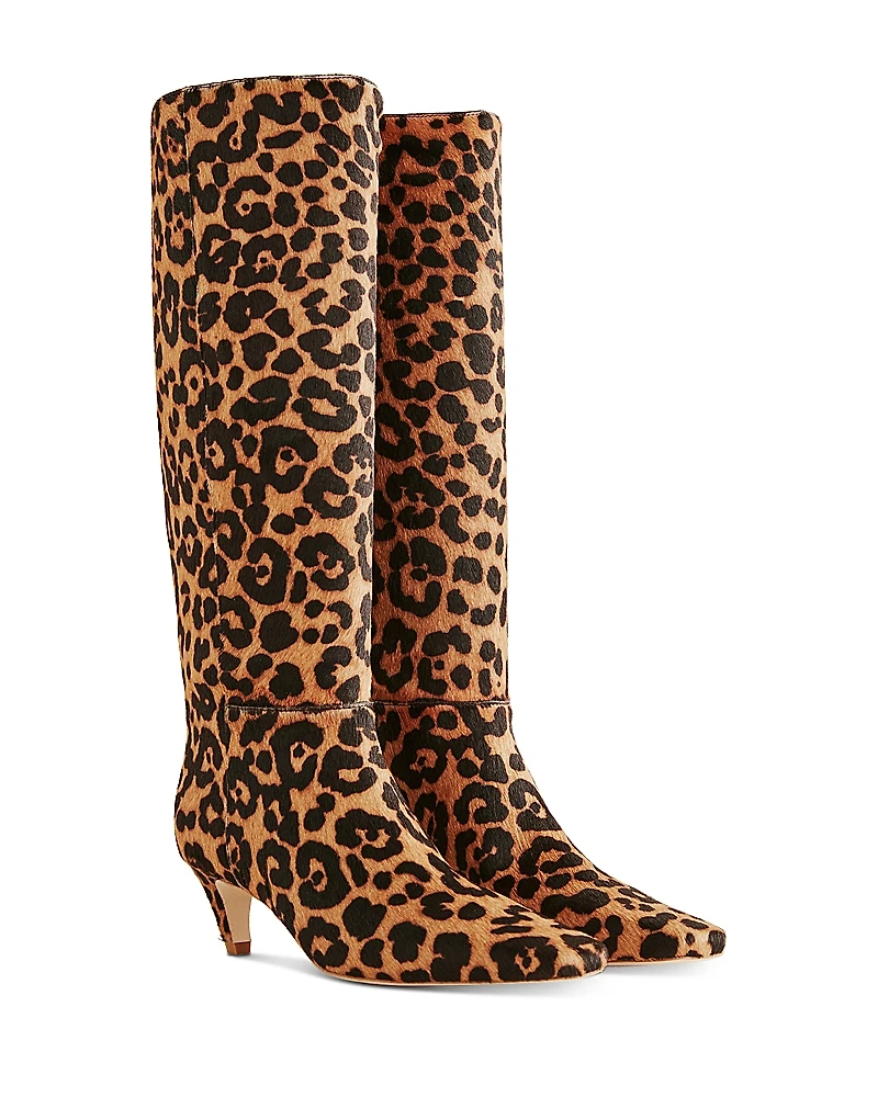 Reformation Women's Remy Leopard Print Calf Hair Knee High Boots