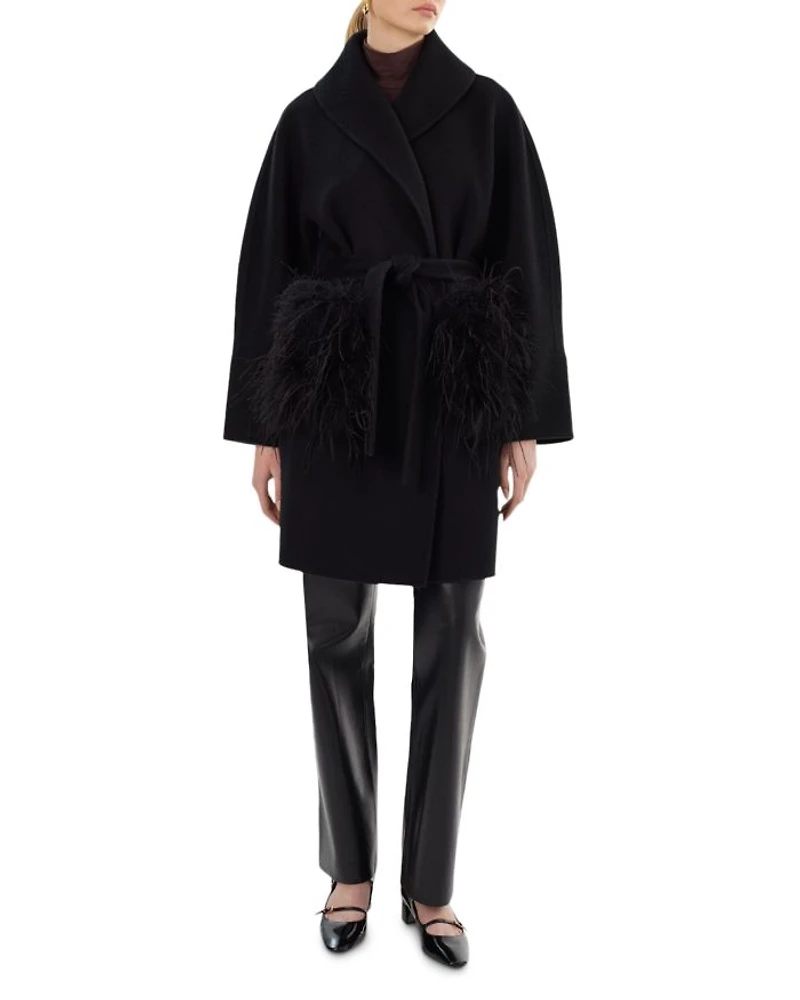 Marie Feather Trim Coat