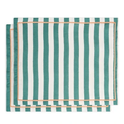 Green Stripe Linen Placemat, Set of 2