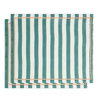 Green Stripe Linen Placemat, Set of 2