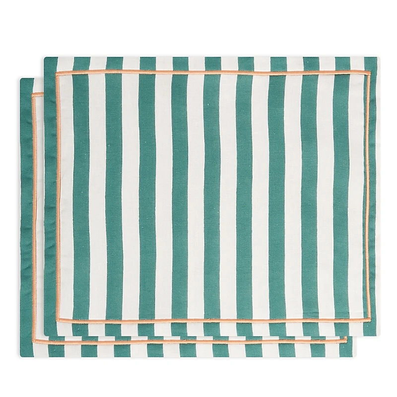 La DoubleJ Green Stripe Linen Placemat, Set of 2