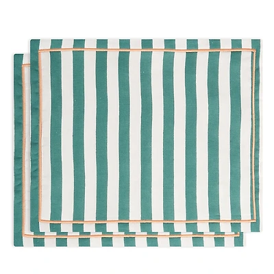 La DoubleJ Green Stripe Linen Placemat, Set of 2